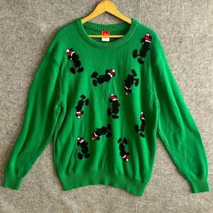 Disney Men's Santa Mickey Mouse Sweater, Christmas Sweater Green XL